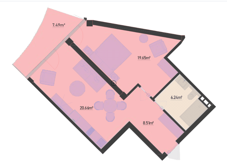 72.27 kvm, 2 otaqlı mənzil