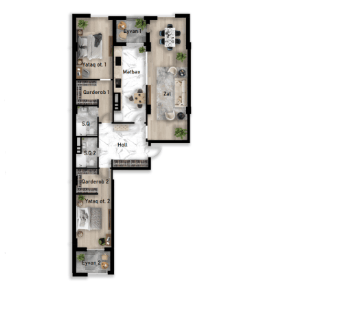 Nizami city, 3 rooms, 162.91 sq.m.