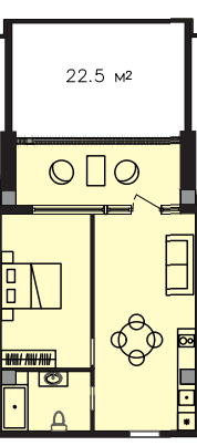 66.5 kvm, 2 otaqlı mənzil