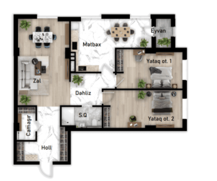 Nizami city, 3 rooms, 121.82 sq.m.