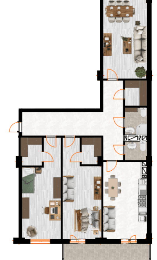 132.25 kvm, 3 otaqlı mənzil