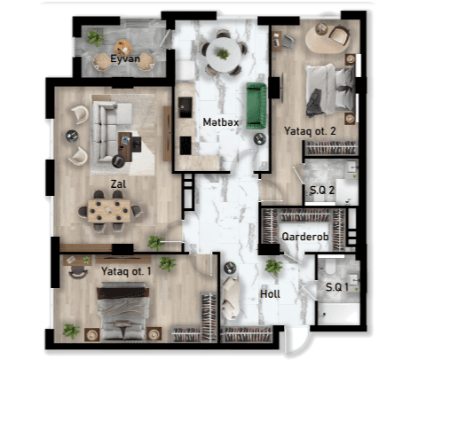 Nizami city, 3 rooms, 151.45 sq.m.