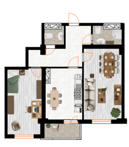 76.23 kvm, 2 otaqlı mənzil