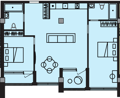 104.6 kvm, 3 otaqlı mənzil
