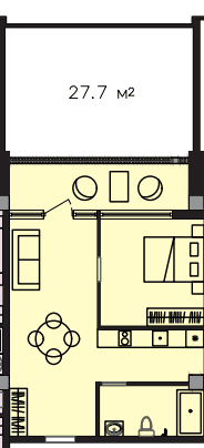 64.5 kvm, 2 otaqlı studio mənzil