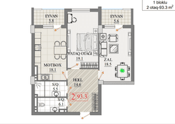 93.3 kvm, 2 otaqlı mənzil - birbloklu bina