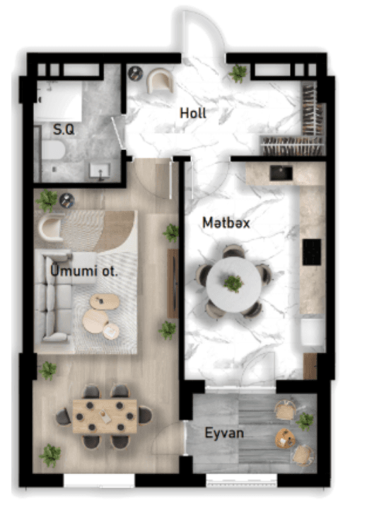 Nizami City, 1 room 63.85 sq.m.