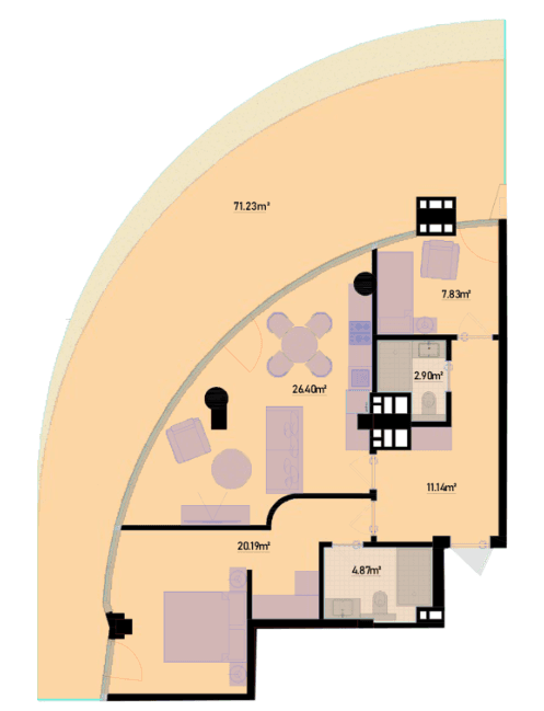 158.34 kvm, 3 otaqlı mənzil