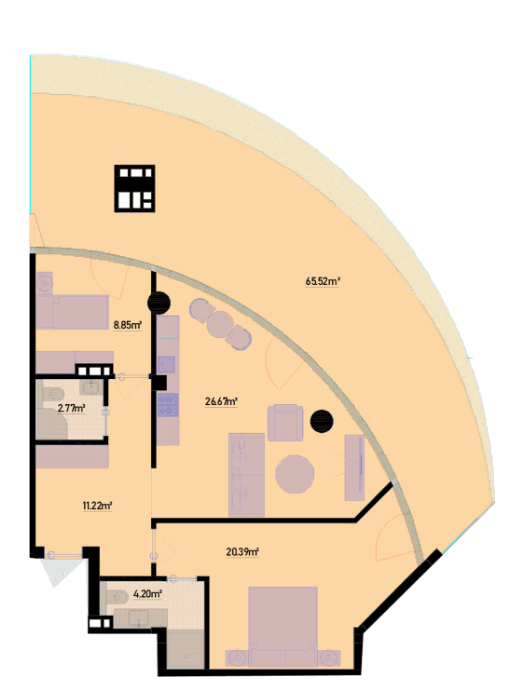 150.58 kvm, 3 otaqlı mənzil
