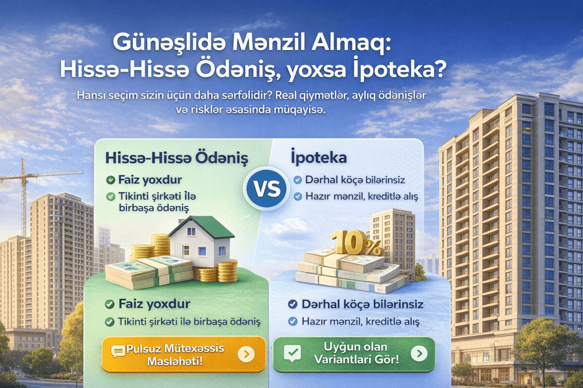 Günəşlidə Mənzil Almaq: Hissə-Hissə Ödəniş, İpoteka — Hansı Seçim Sizə Uyğundur?