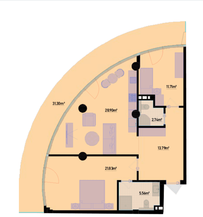 127.15 kvm, 3 otaqlı mənzil