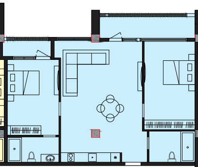 109.6 kvm, 3 otaqlı mənzil