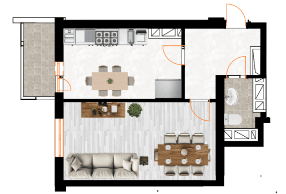 48.8 kvm, 1 otaqlı mənzil