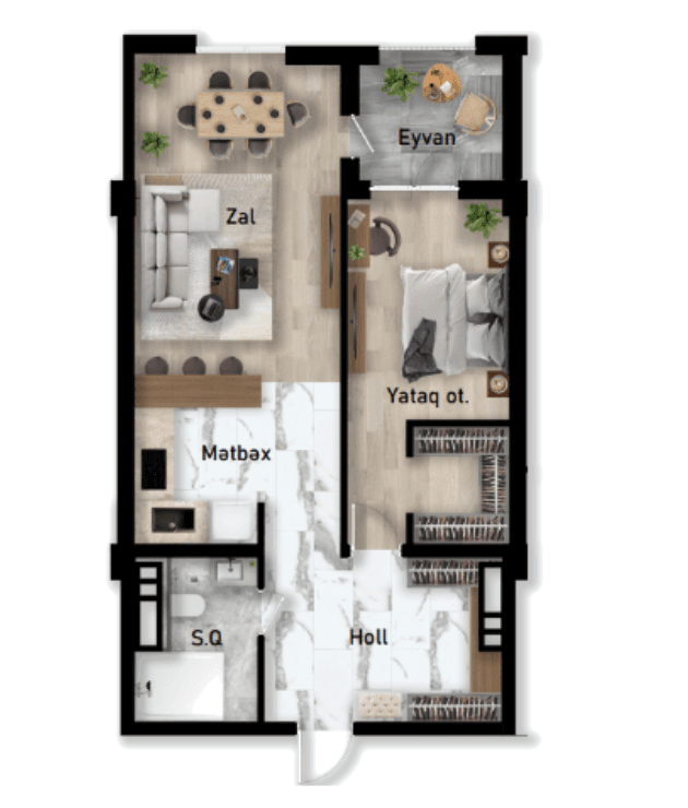 Nizami City, 2 rooms 84.40 sq.m.