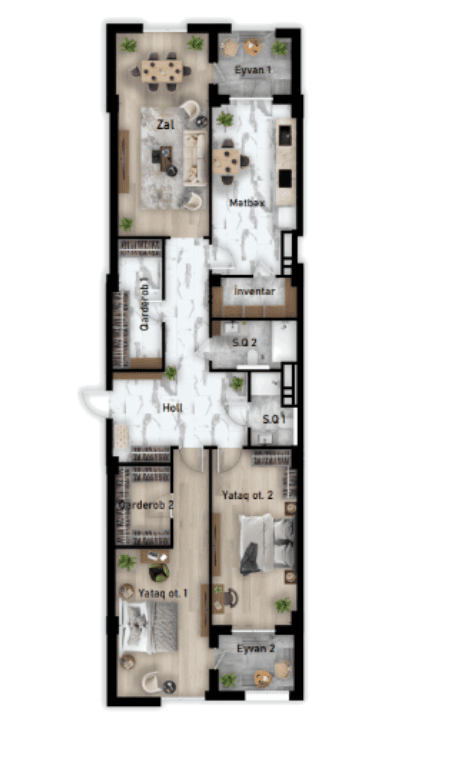 Nizami city, 3 rooms, 165.30 sq.m.