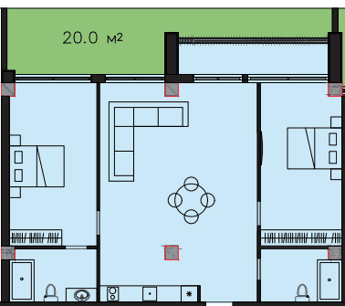 117.2 kvm, 3 otaqlı mənzil