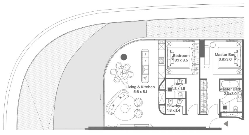 148.7 kvm, 3 otaqlı mənzil